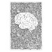 Wall Poster Clear Mind - black and white human brain on abstract patterned background 127909
