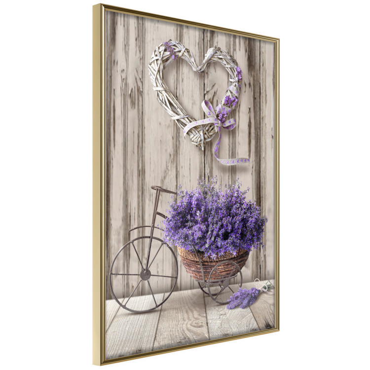 Wall Poster Secret Lavender Bouquet - purple flowers on background of wooden planks 128409 additionalImage 12