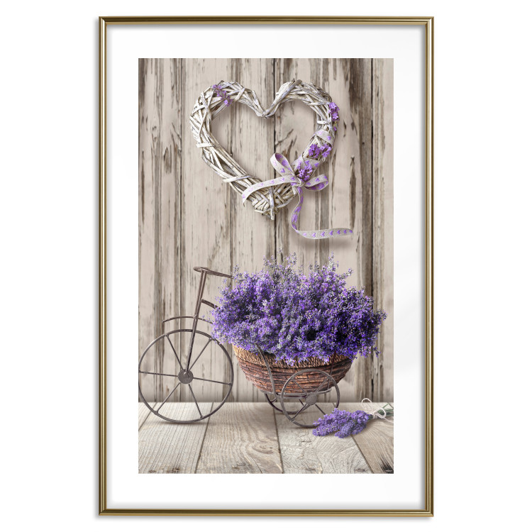 Wall Poster Secret Lavender Bouquet - purple flowers on background of wooden planks 128409 additionalImage 17