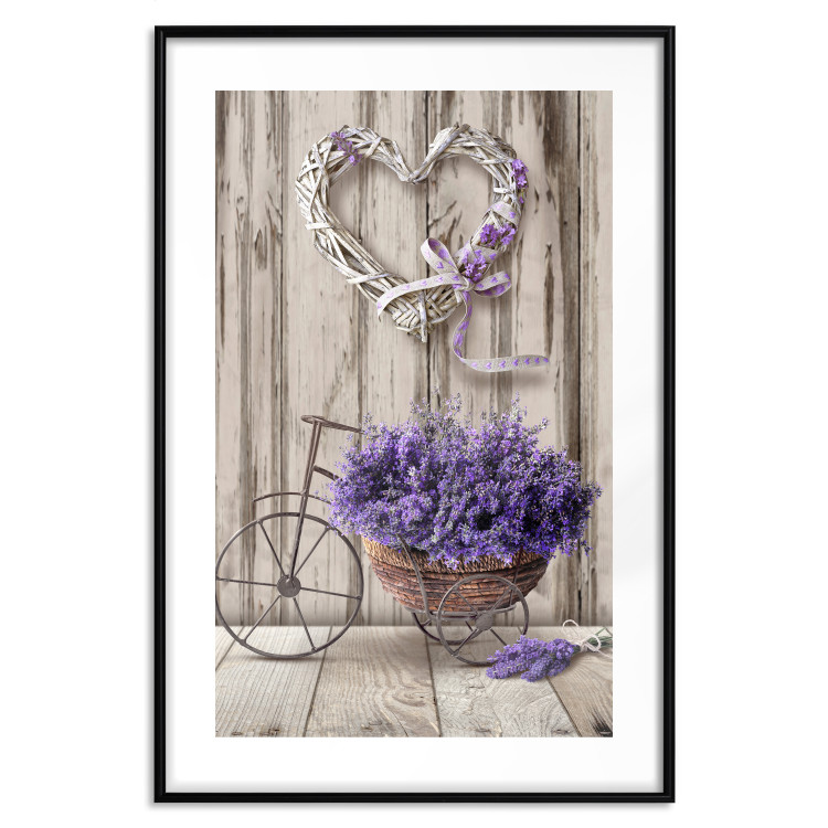 Wall Poster Secret Lavender Bouquet - purple flowers on background of wooden planks 128409 additionalImage 20