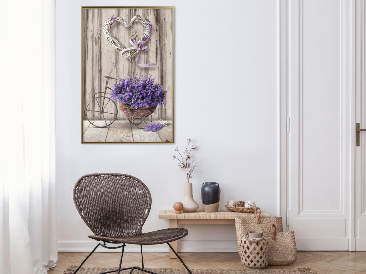 Wall Poster Secret Lavender Bouquet - purple flowers on background of wooden planks 128409 additionalImage 5