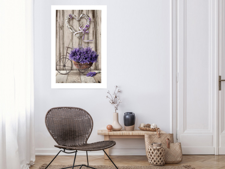 Wall Poster Secret Lavender Bouquet - purple flowers on background of wooden planks 128409 additionalImage 3
