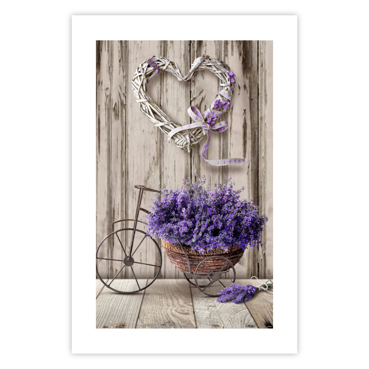 Wall Poster Secret Lavender Bouquet - purple flowers on background of wooden planks 128409 additionalImage 15