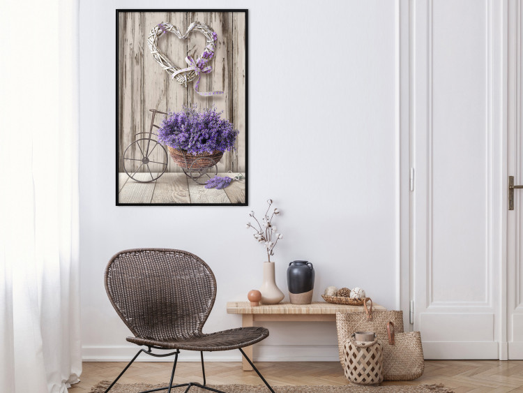 Wall Poster Secret Lavender Bouquet - purple flowers on background of wooden planks 128409 additionalImage 4