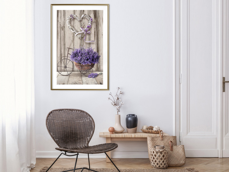Wall Poster Secret Lavender Bouquet - purple flowers on background of wooden planks 128409 additionalImage 13