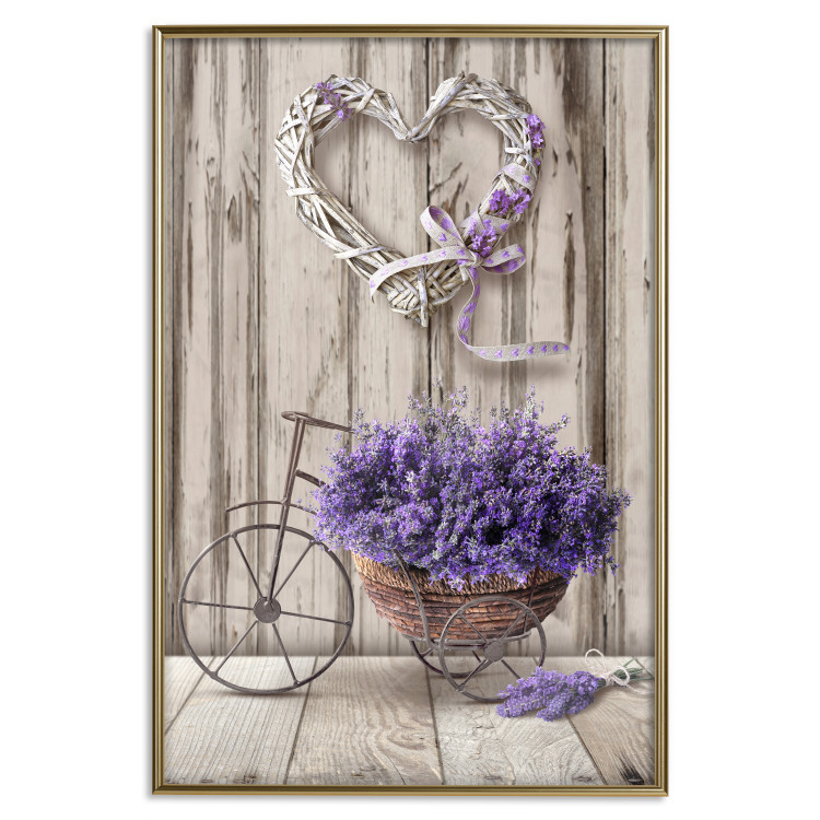 Wall Poster Secret Lavender Bouquet - purple flowers on background of wooden planks 128409 additionalImage 14