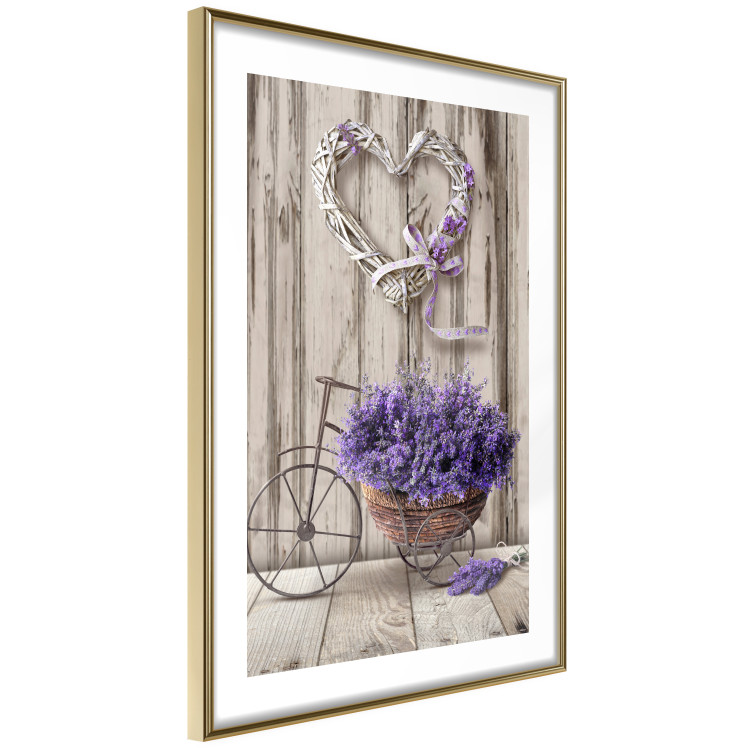 Wall Poster Secret Lavender Bouquet - purple flowers on background of wooden planks 128409 additionalImage 7