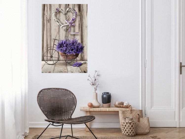 Wall Poster Secret Lavender Bouquet - purple flowers on background of wooden planks 128409 additionalImage 2
