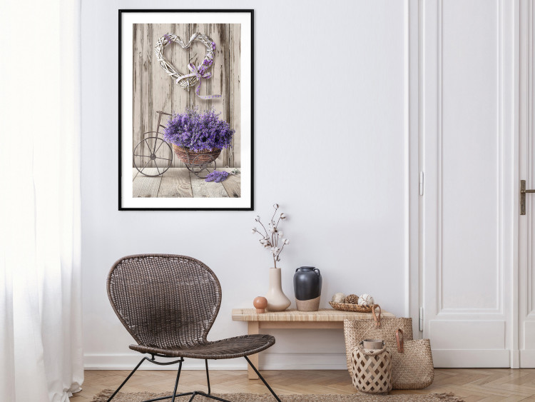 Wall Poster Secret Lavender Bouquet - purple flowers on background of wooden planks 128409 additionalImage 19