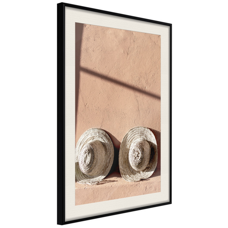 Poster Sunlit Couple - two hats in the sunlight against a wall 129509 additionalImage 2