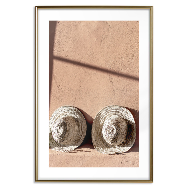 Poster Sunlit Couple - two hats in the sunlight against a wall 129509 additionalImage 16