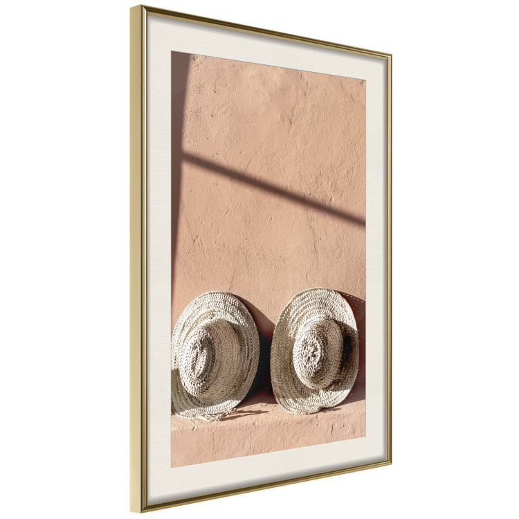 Poster Sunlit Couple - two hats in the sunlight against a wall 129509 additionalImage 3