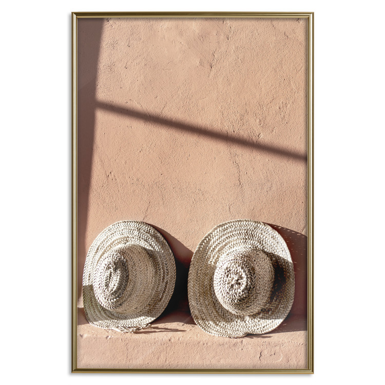Poster Sunlit Couple - two hats in the sunlight against a wall 129509 additionalImage 17