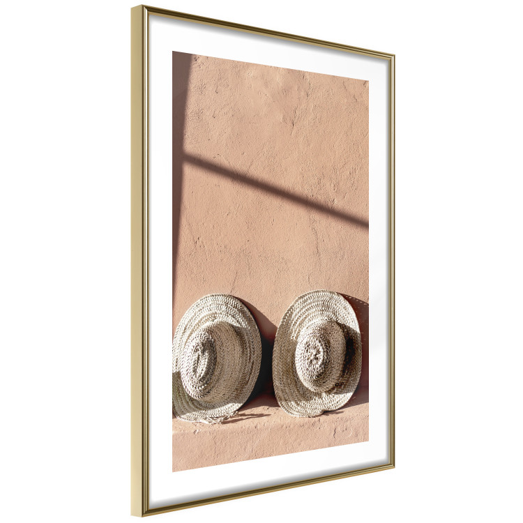 Poster Sunlit Couple - two hats in the sunlight against a wall 129509 additionalImage 9