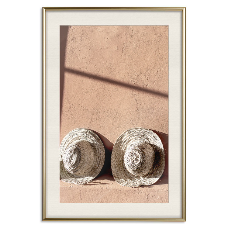 Poster Sunlit Couple - two hats in the sunlight against a wall 129509 additionalImage 20