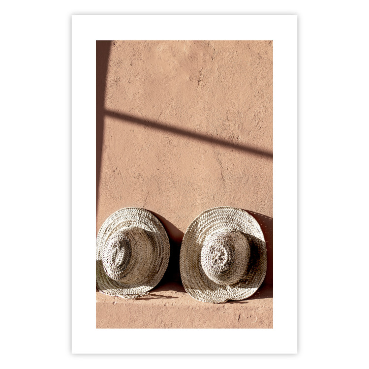 Poster Sunlit Couple - two hats in the sunlight against a wall 129509 additionalImage 19