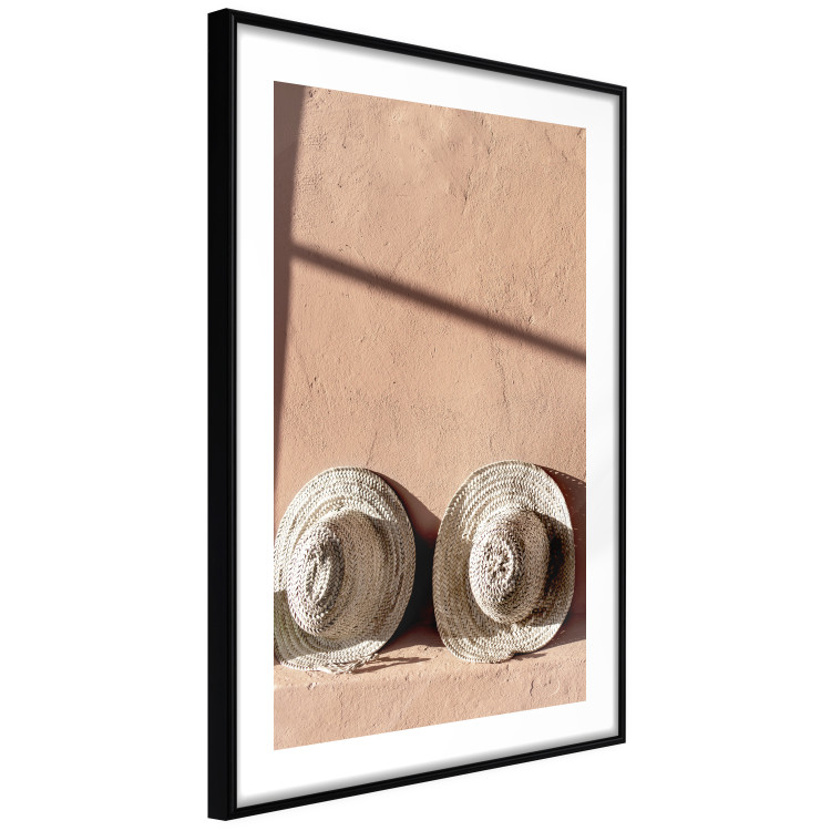 Poster Sunlit Couple - two hats in the sunlight against a wall 129509 additionalImage 6