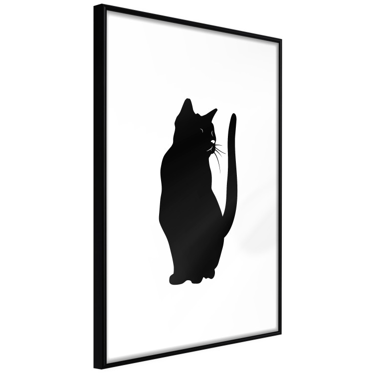 Wall Poster Curious Cat - abstract black animal on plain white background 129609 additionalImage 11