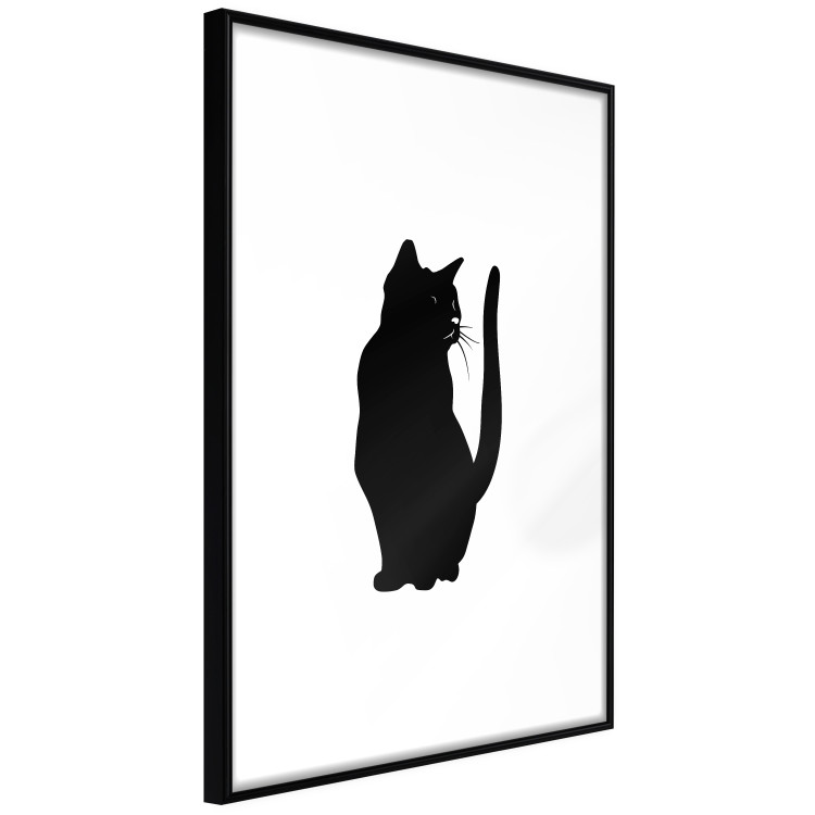 Wall Poster Curious Cat - abstract black animal on plain white background 129609 additionalImage 6