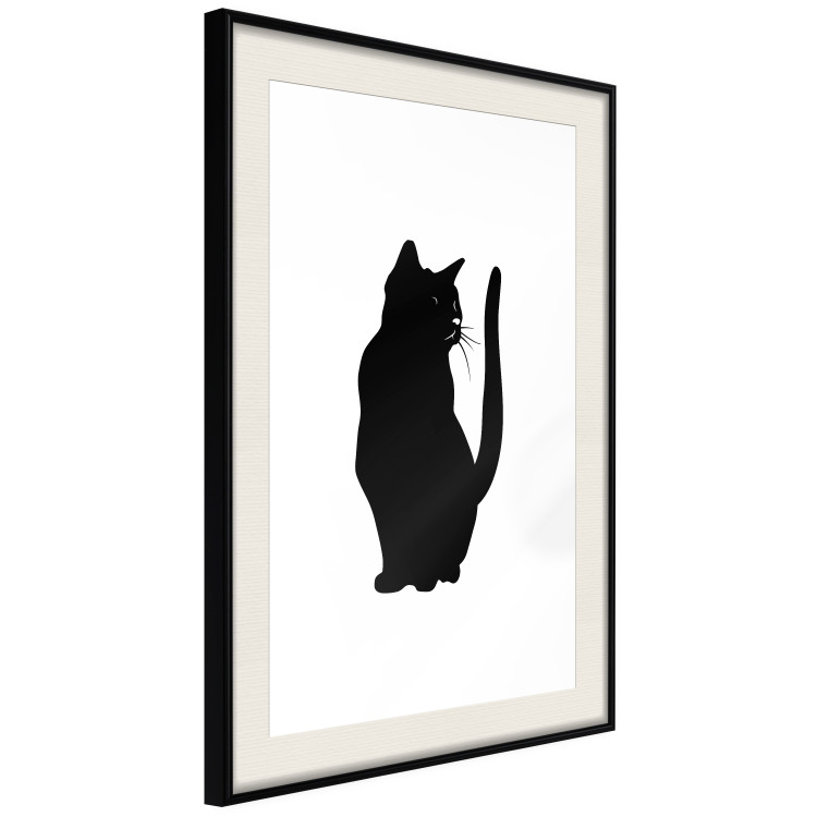 Wall Poster Curious Cat - abstract black animal on plain white background 129609 additionalImage 2