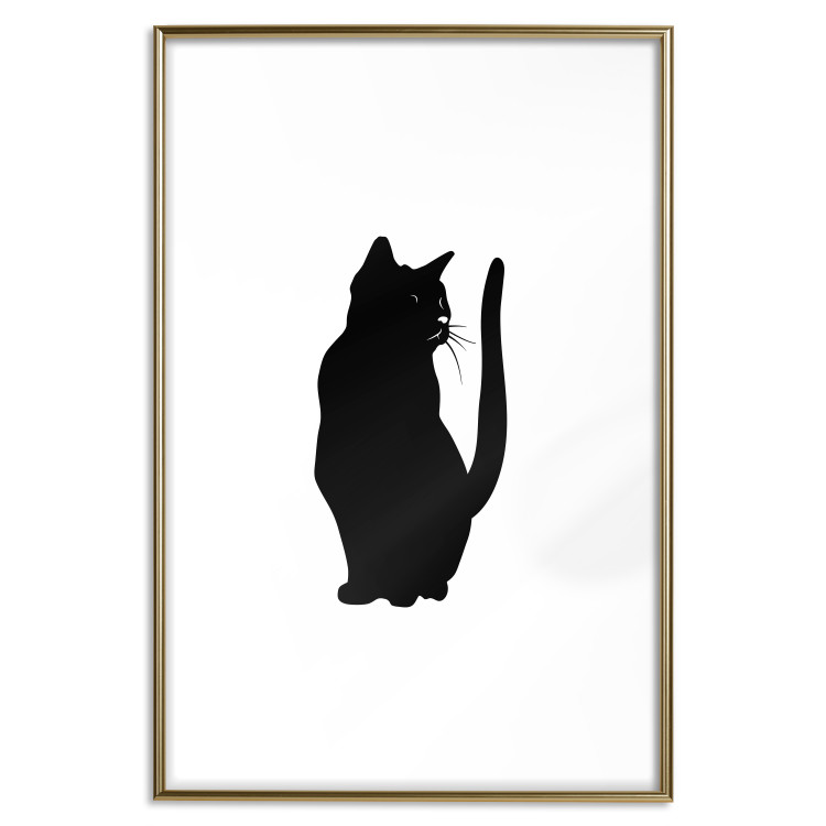 Wall Poster Curious Cat - abstract black animal on plain white background 129609 additionalImage 14