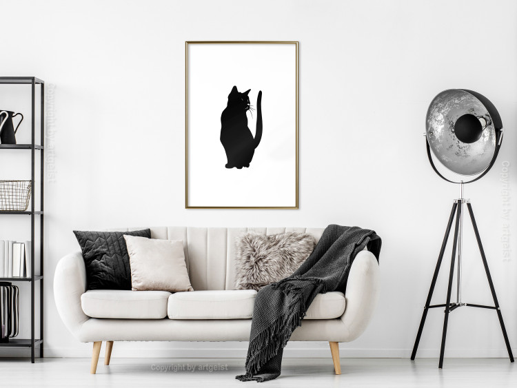 Wall Poster Curious Cat - abstract black animal on plain white background 129609 additionalImage 15