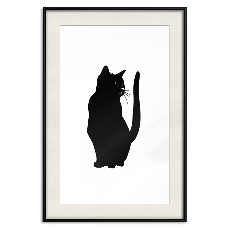 Wall Poster Curious Cat - abstract black animal on plain white background 129609 additionalImage 19