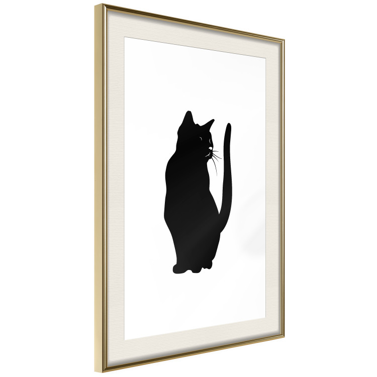 Wall Poster Curious Cat - abstract black animal on plain white background 129609 additionalImage 3