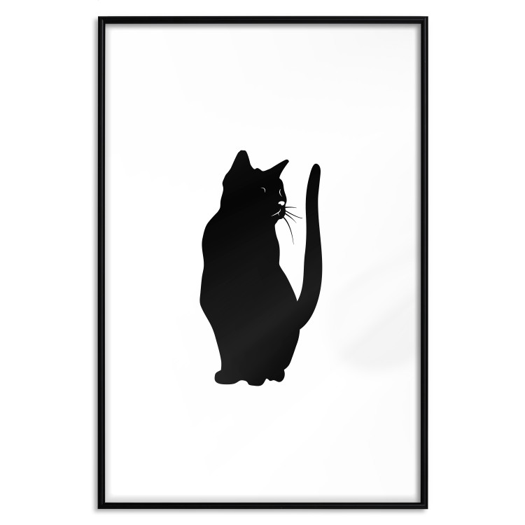 Wall Poster Curious Cat - abstract black animal on plain white background 129609 additionalImage 15