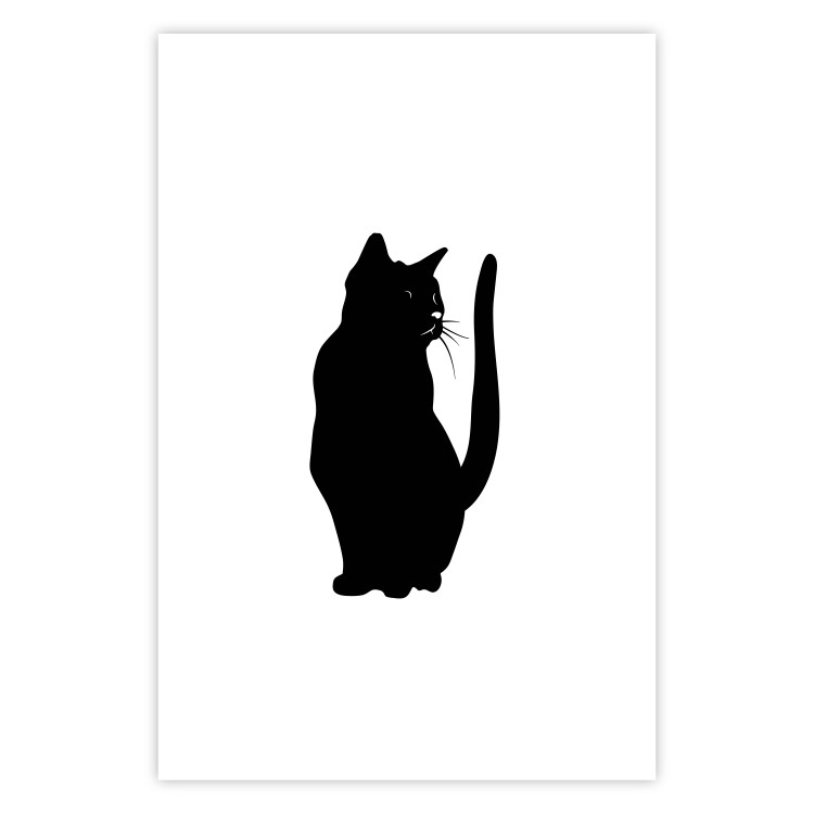 Wall Poster Curious Cat - abstract black animal on plain white background 129609 additionalImage 25