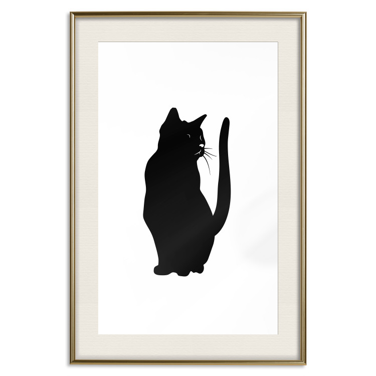 Wall Poster Curious Cat - abstract black animal on plain white background 129609 additionalImage 20