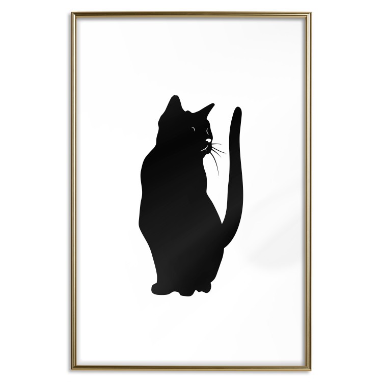Wall Poster Curious Cat - abstract black animal on plain white background 129609 additionalImage 21