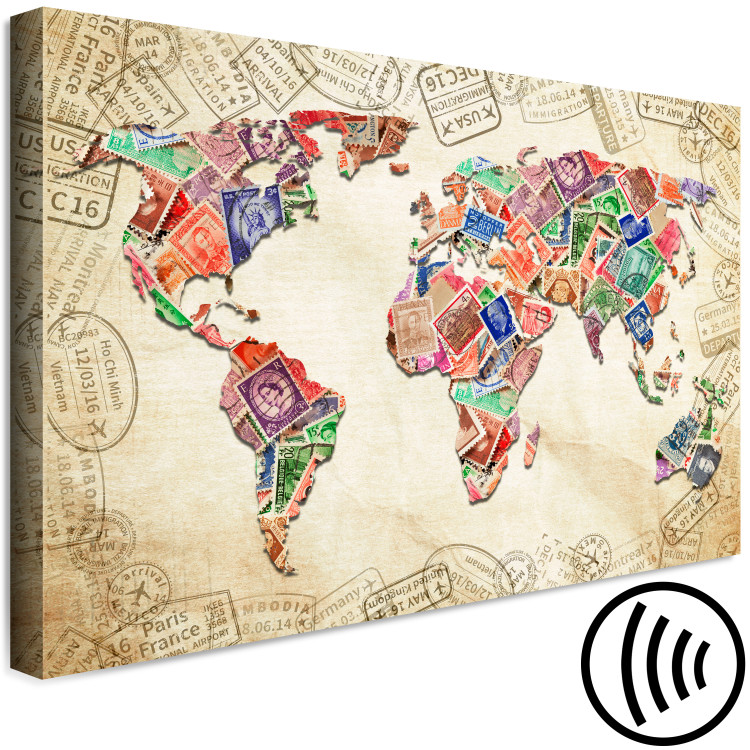 Canvas Travel Mementos (1-piece) Wide - vintage-style world map 129809 additionalImage 6