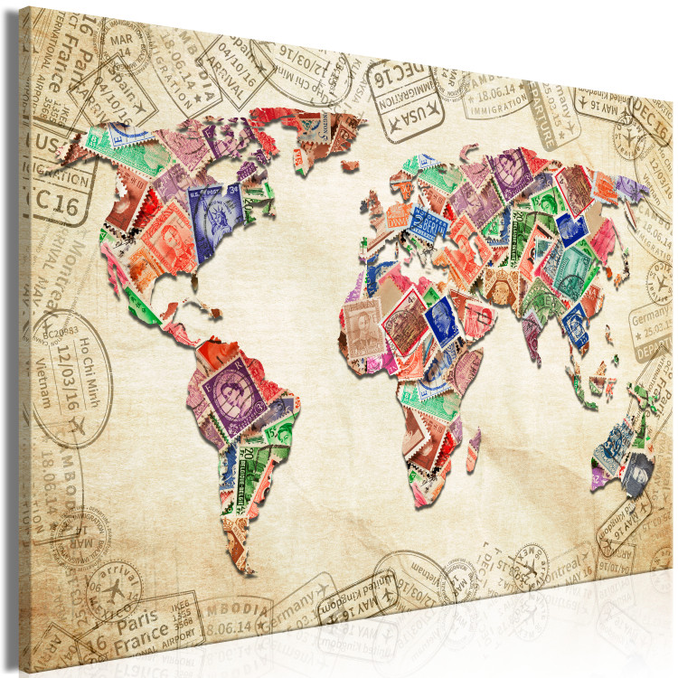 Canvas Travel Mementos (1-piece) Wide - vintage-style world map 129809 additionalImage 2