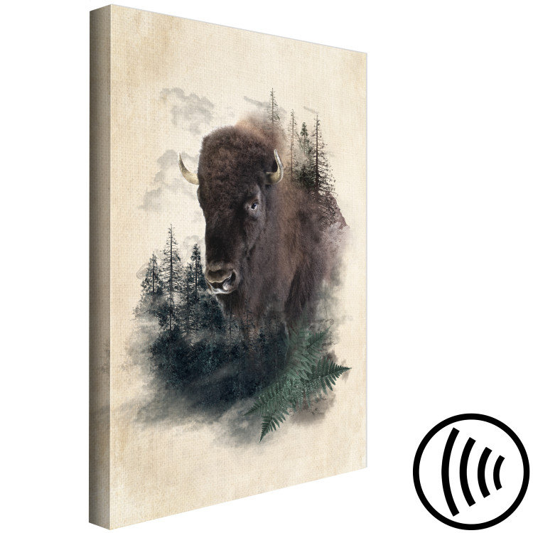 Canvas Print Dignified Bison (1-piece) Vertical - animal against a drawn natural background 130409 additionalImage 6
