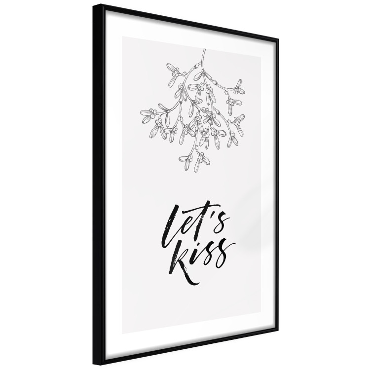 Poster Let's Kiss - plant motif and black English text on a light background 130809 additionalImage 14