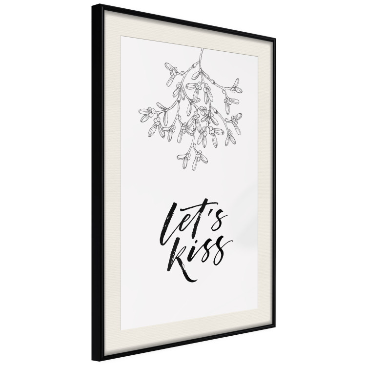 Poster Let's Kiss - plant motif and black English text on a light background 130809 additionalImage 6