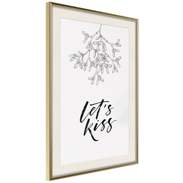Poster Let's Kiss - plant motif and black English text on a light background 130809 additionalImage 8
