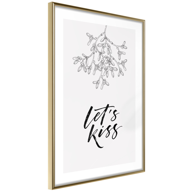 Poster Let's Kiss - plant motif and black English text on a light background 130809 additionalImage 11