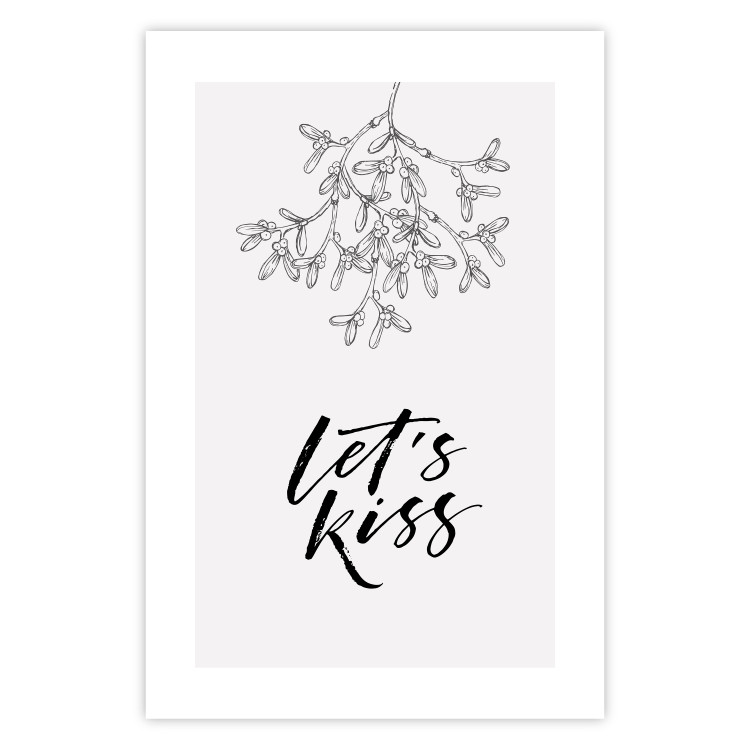 Poster Let's Kiss - plant motif and black English text on a light background 130809 additionalImage 19