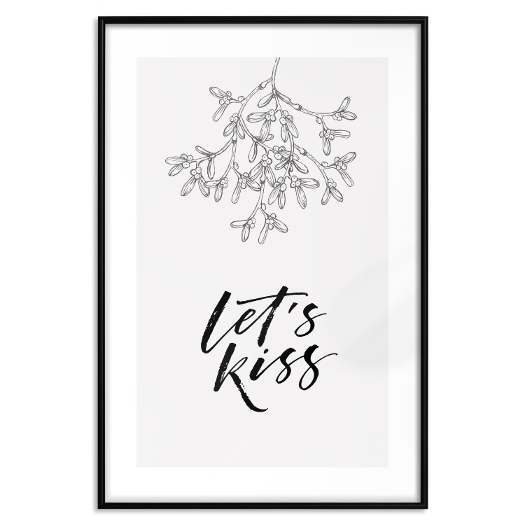 Poster Let's Kiss - plant motif and black English text on a light background 130809 additionalImage 17