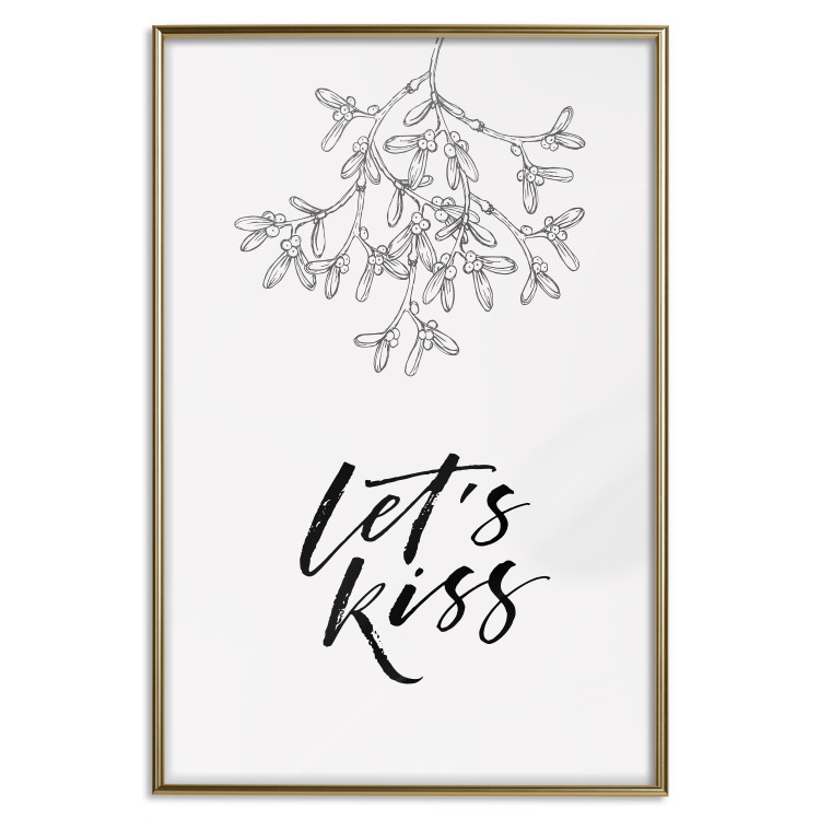 Poster Let's Kiss - plant motif and black English text on a light background 130809 additionalImage 27