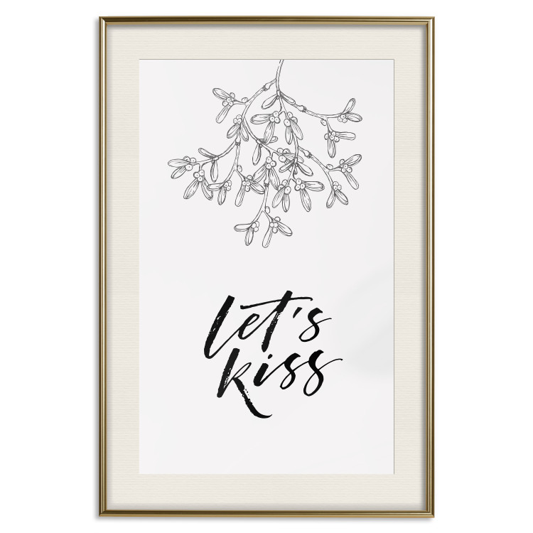 Poster Let's Kiss - plant motif and black English text on a light background 130809 additionalImage 19
