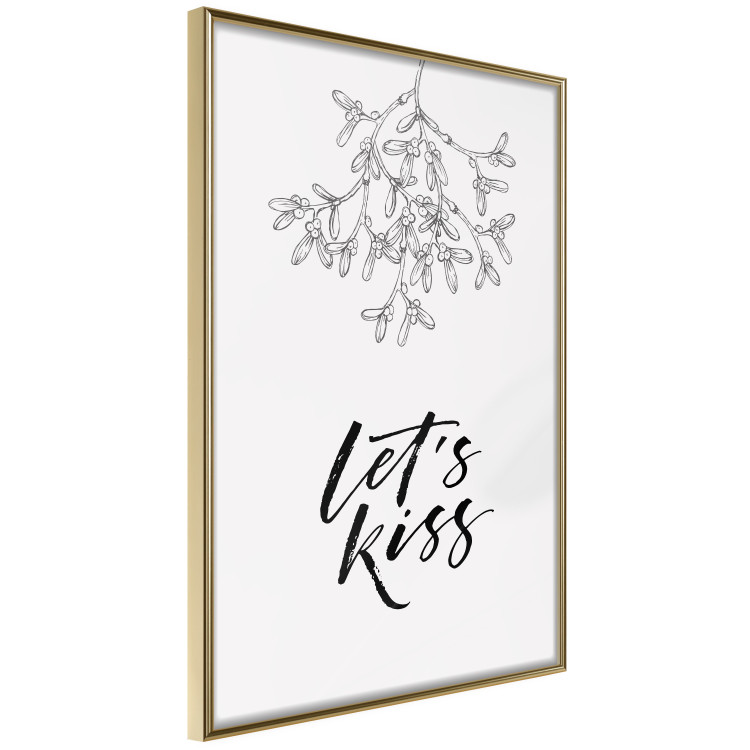 Poster Let's Kiss - plant motif and black English text on a light background 130809 additionalImage 13