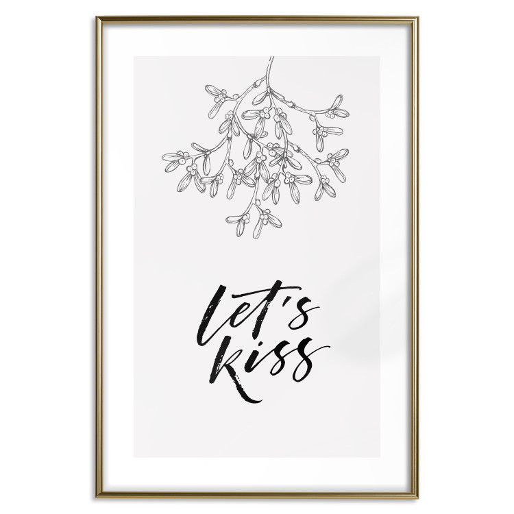 Poster Let's Kiss - plant motif and black English text on a light background 130809 additionalImage 16