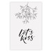Poster Let's Kiss - plant motif and black English text on a light background 130809