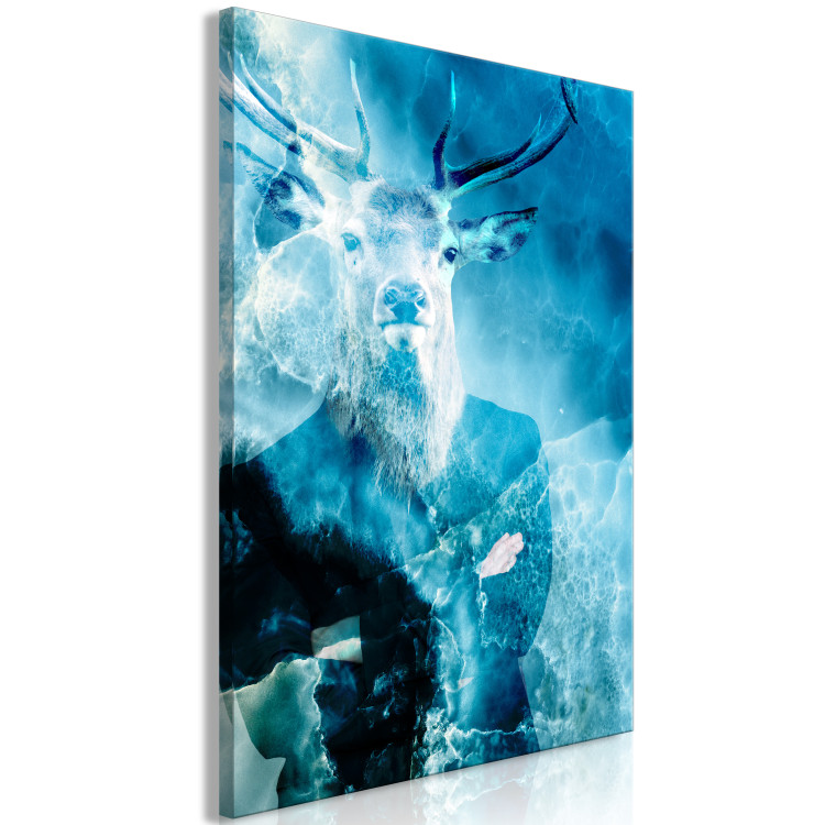 Canvas Print Man with the deer's head - abstraction on a blue water background 131609 additionalImage 2