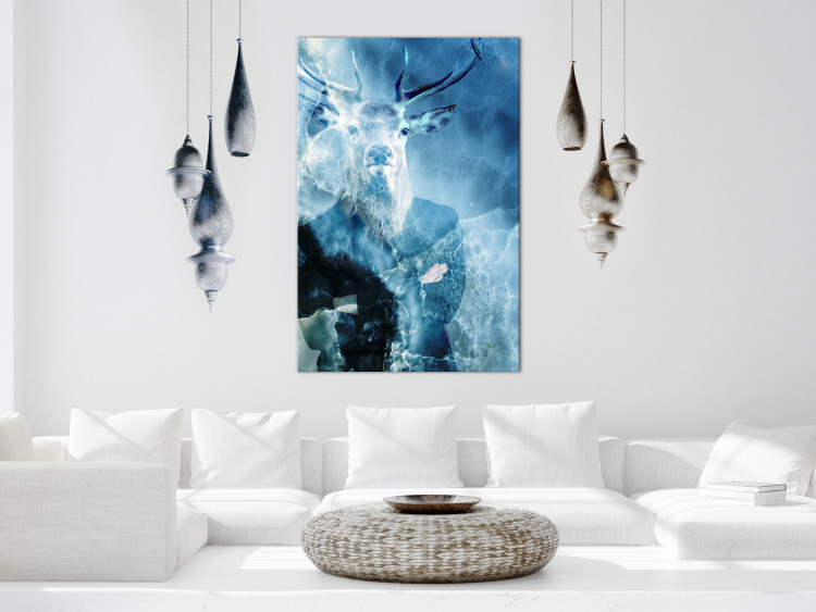 Canvas Print Man with the deer's head - abstraction on a blue water background 131609 additionalImage 3