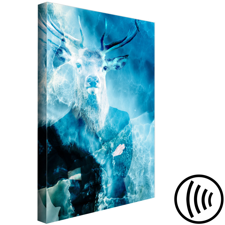 Canvas Print Man with the deer's head - abstraction on a blue water background 131609 additionalImage 6