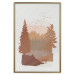 Poster Autumn in the Mountains - autumn landscape of trees on a solid gray background 131909 additionalThumb 21